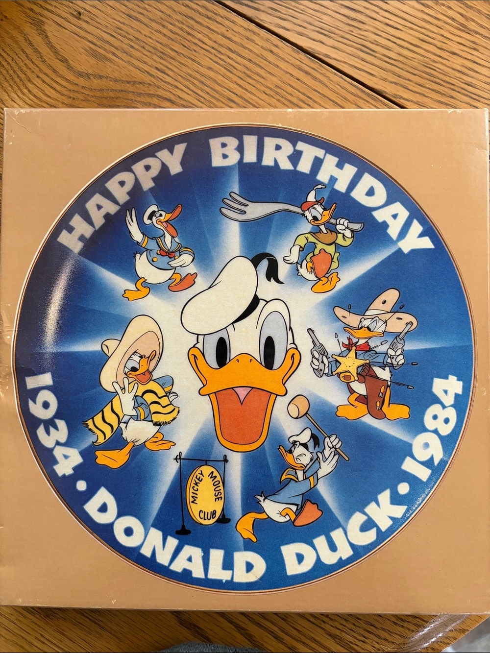 Vintage Donald Duck Happy Birthday Plate 50 Years-1934-1984-New in original box